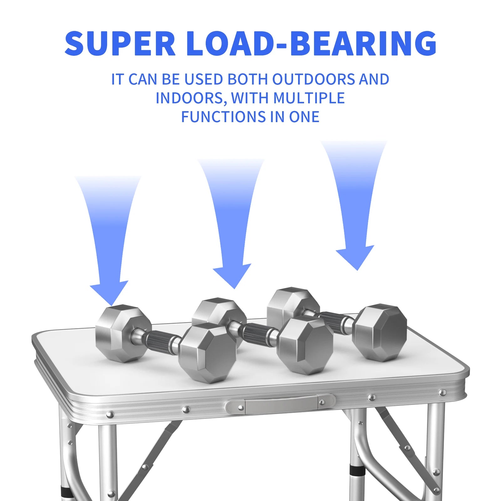 4ft Aluminium Folding Camping Table | 3 Height Settings | 120x60cm