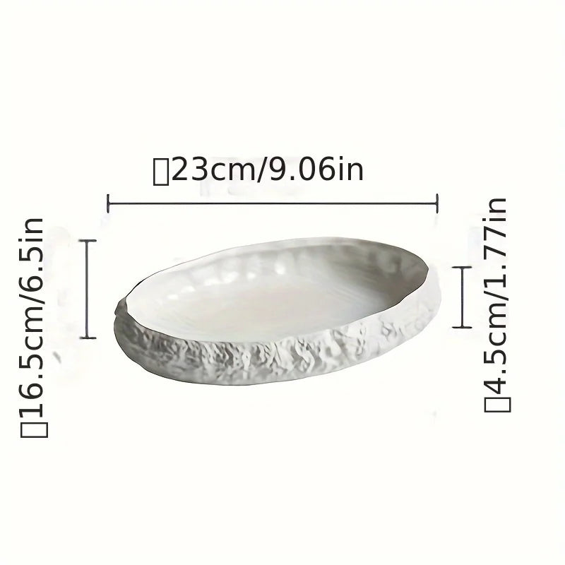 Ceramic Fish Plate with Rock Texture | Scratch Resistant | 3 Sizes 9in