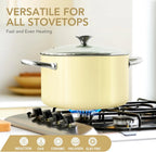 Nonstick Ceramic Stock Pot with Lid & Double Handles – Induction-Compatible 6QT Large Soup Pot for Stew, Pasta, Boiling, Everyday Cooking & Family Meals