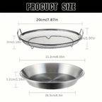 Multi-Use Round Stainless Steel Frying Oil Strainer/Drainer Mesh Rack with Elevated Handles and Drip Tray Set, 2-in-1 Mesh Basket & Tray Combo for Fried Foods, Chicken, Fries & Tempura, Strainer, Vegetable Washing & Baking Cooling 2PCS