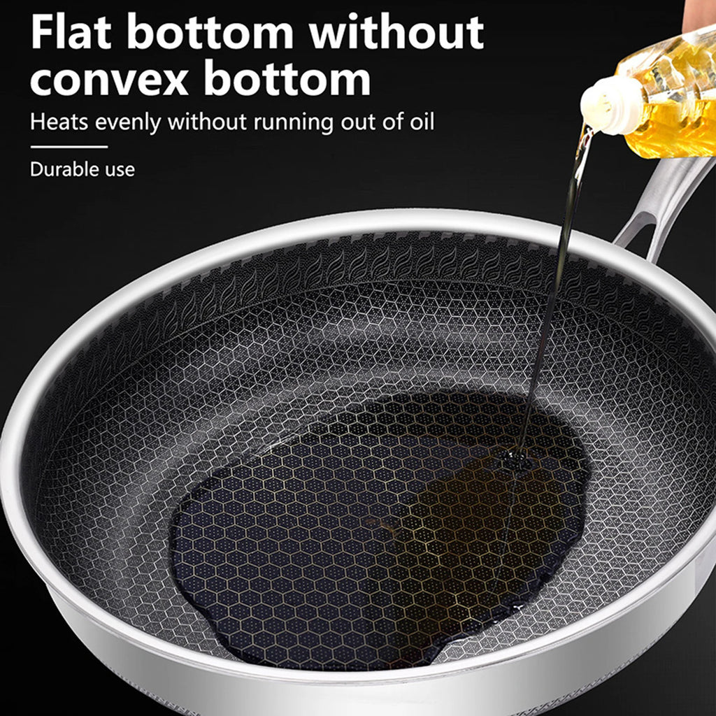 30cm Hybrid Nonstick Frying Pan | 316 Stainless Steel Deep Skillet with Glass Lid | Gas, Electric & Induction Compatible