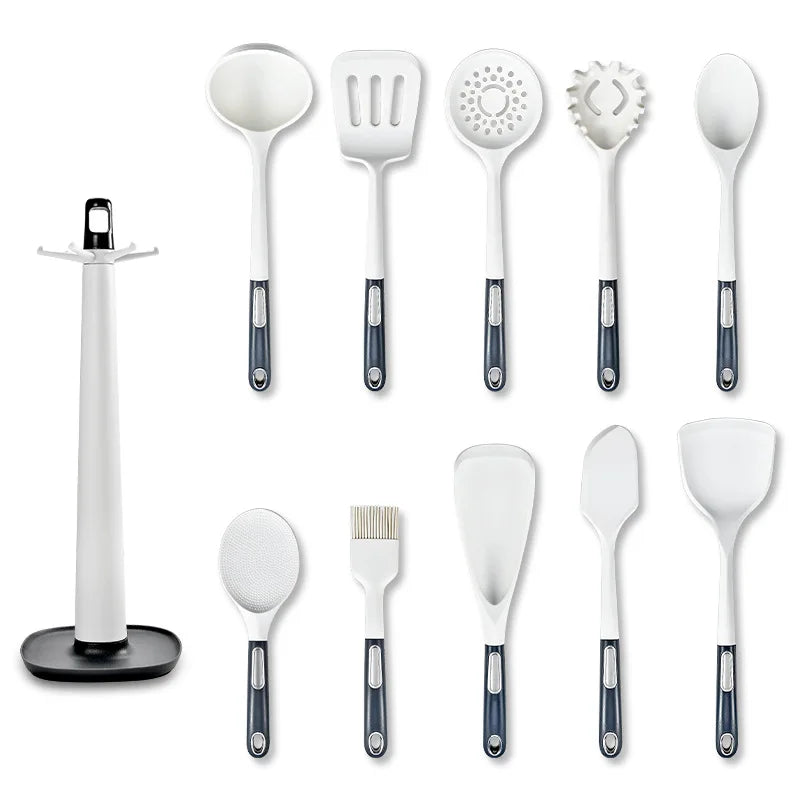 Silicone Kitchen Utensil Set with ABS Handle – Heat Resistant, Non-Stick Safe, Eco-Friendly, Great for Cooking, Baking, and Everyday Kitchen Use 10-Piece Set