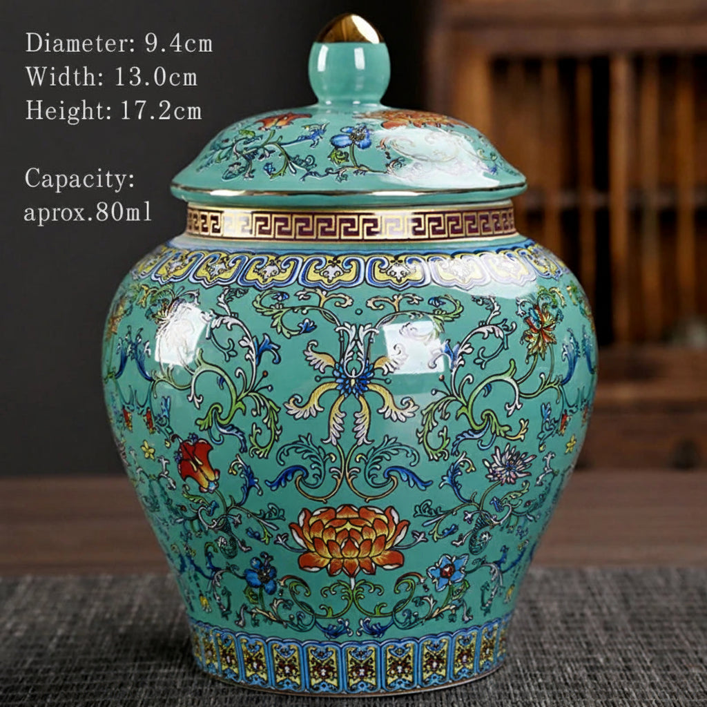 Ceramic Storage Pot & Tea Jar with Lid | Large Capacity | 5 Designs E