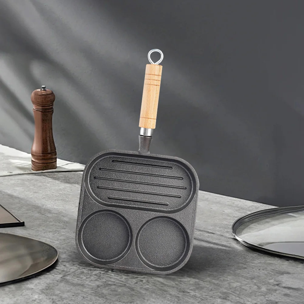 Cast Iron Kitchen Egg Frying Pan 3 Cup Nonstick Breakfast Pan For Gas And Induction Stoves Burger Sausage
