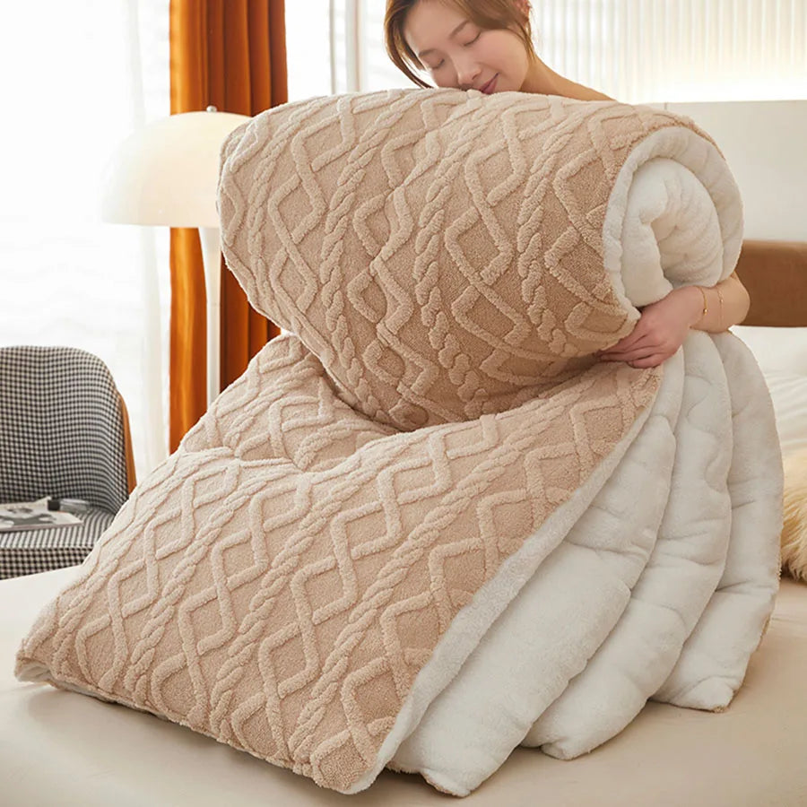 Double-Sided Lamb Wool Weighted Blanket | Anti-Pilling | 4 Sizes | 7 Colours Khaki