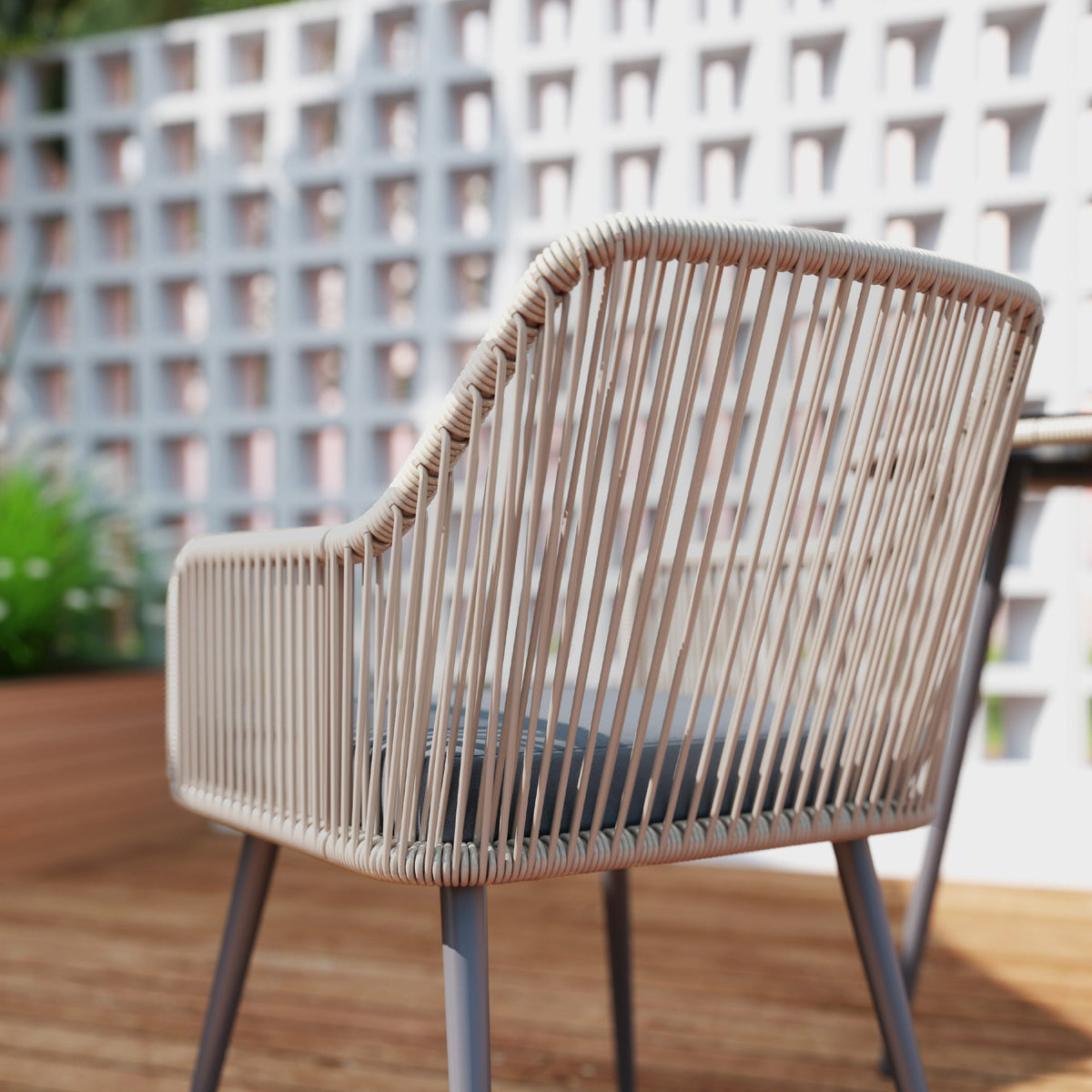 Rattan Dining Set, 4 Seater Rattan Garden Furniture, Light Brown