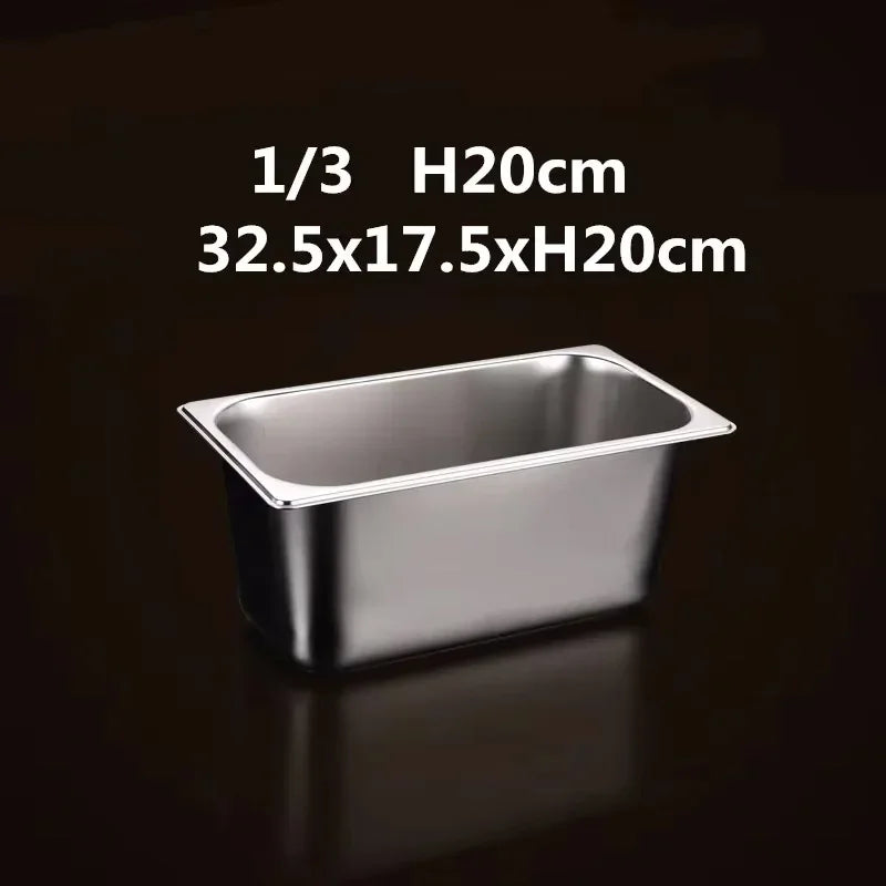 304 Stainless Steel Gastronorm GN Food Pans with Lids – 1/9, 1/6, 1/4, 1/3 & 1/2 Sizes for Buffet, Chafing & Catering 1-3 32.4x17.7xH20cm