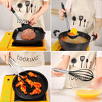 Silicone Kitchen Utensils Set with Stainless Steel Handles – Non-Stick, Heat-Resistant Cooking Utensils for Everyday Cooking & Baking, Available in 4 Colours & Multiple Set Sizes