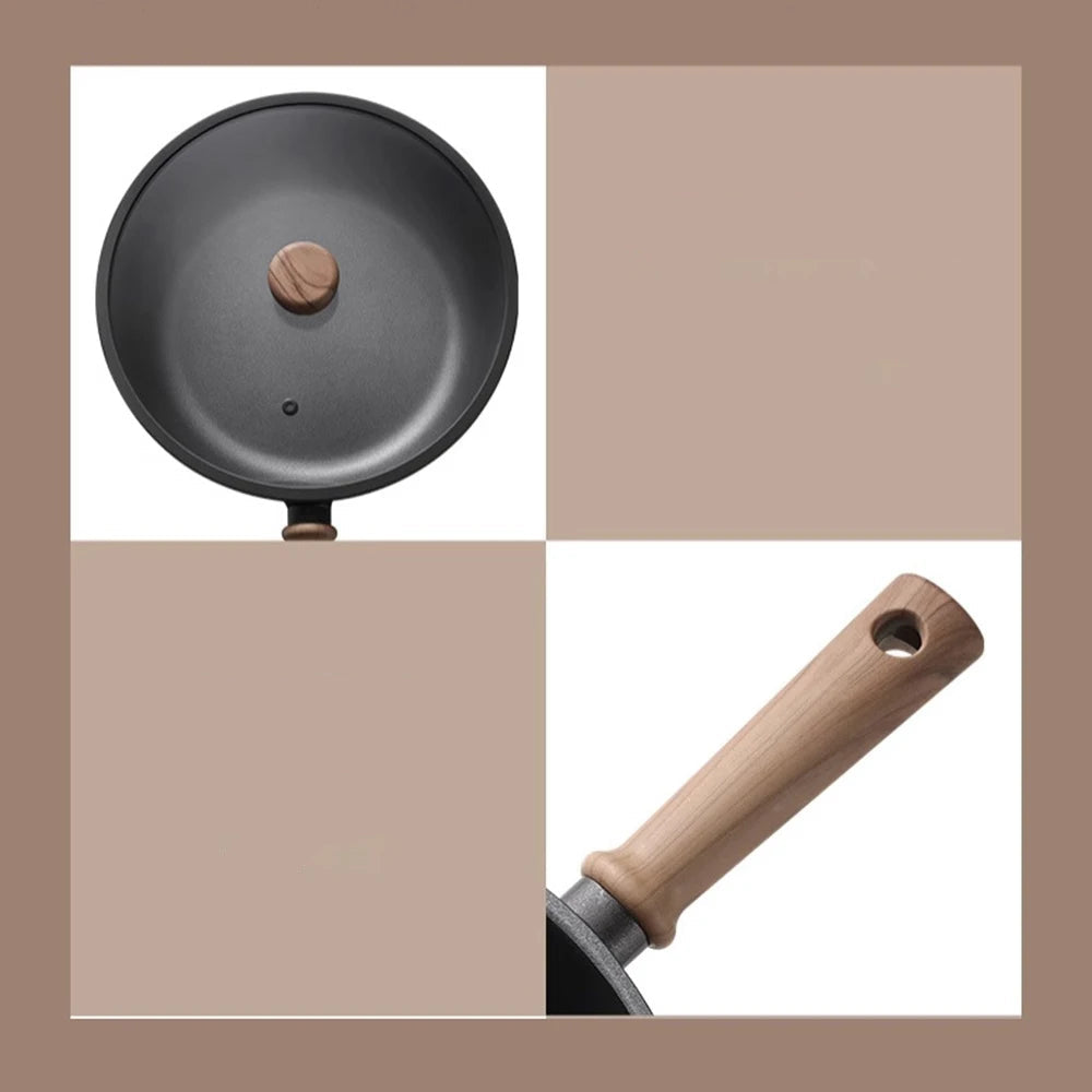 28cm Titanium Nonstick Deep Frying Pan With Glass Lid For Induction Electric Gas Stoves Eco Friendly Cookware