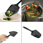 Multi-Purpose Anti-Slip Kitchen Scoop Strainer/Colander – Large Perforated Food Scoop for Draining, Scooping, Filtering Soup, Pasta & Vegetables, with Hanging Hole for Easy Storage, Available in Black, Yellow & Red