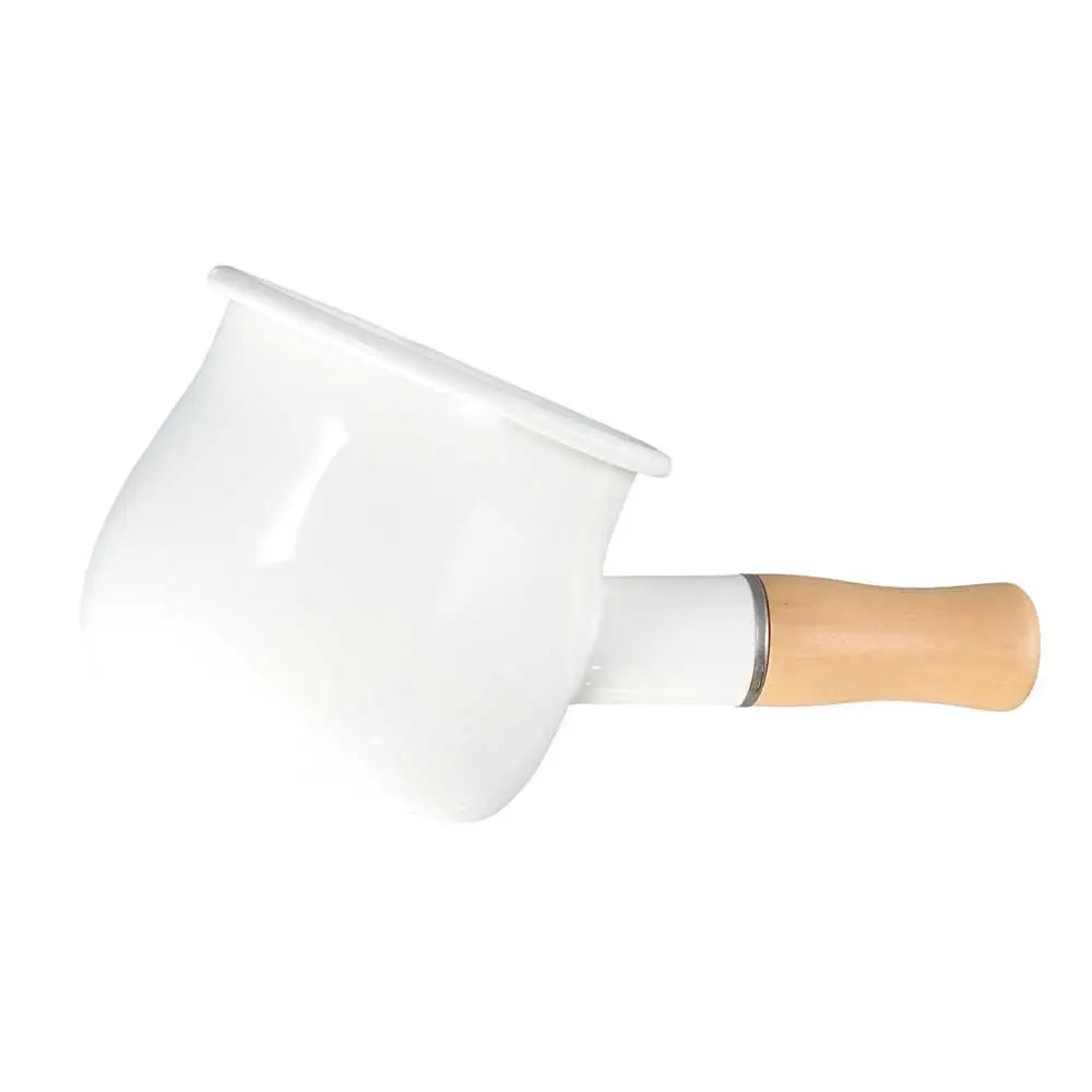 Mini Enamel Milk Pan with Wooden Handle | 500ml | 3 Colours