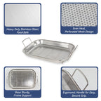 Stainless Steel Perforated BBQ Grill Pan with Micro-Perforated Mesh – Outdoor Roasting & Baking Tray for Steak, Meat, Vegetables & Seafood, Rust-Resistant BBQ Roasting Tray with Even Heat Distribution