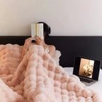 Faux Rabbit Fleece Throw Blanket | Soft & Warm | 100% Polyester