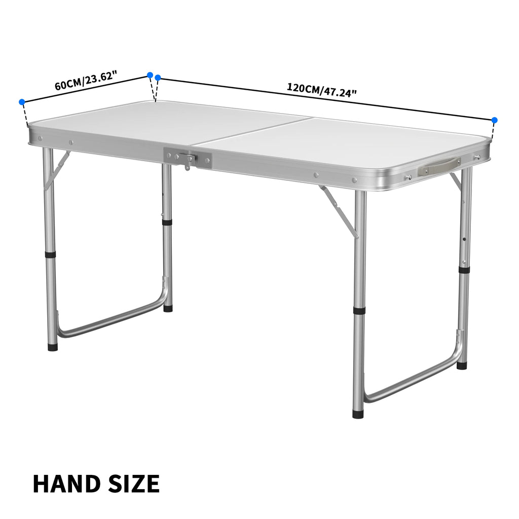 Adjustable Height Folding Table | Aluminium & MDF | 9 Size Options | Indoor & Outdoor 120x60x55-62-70cm