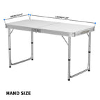 Adjustable Height Folding Table | Aluminium & MDF | 9 Size Options | Indoor & Outdoor 120x60x55-62-70cm