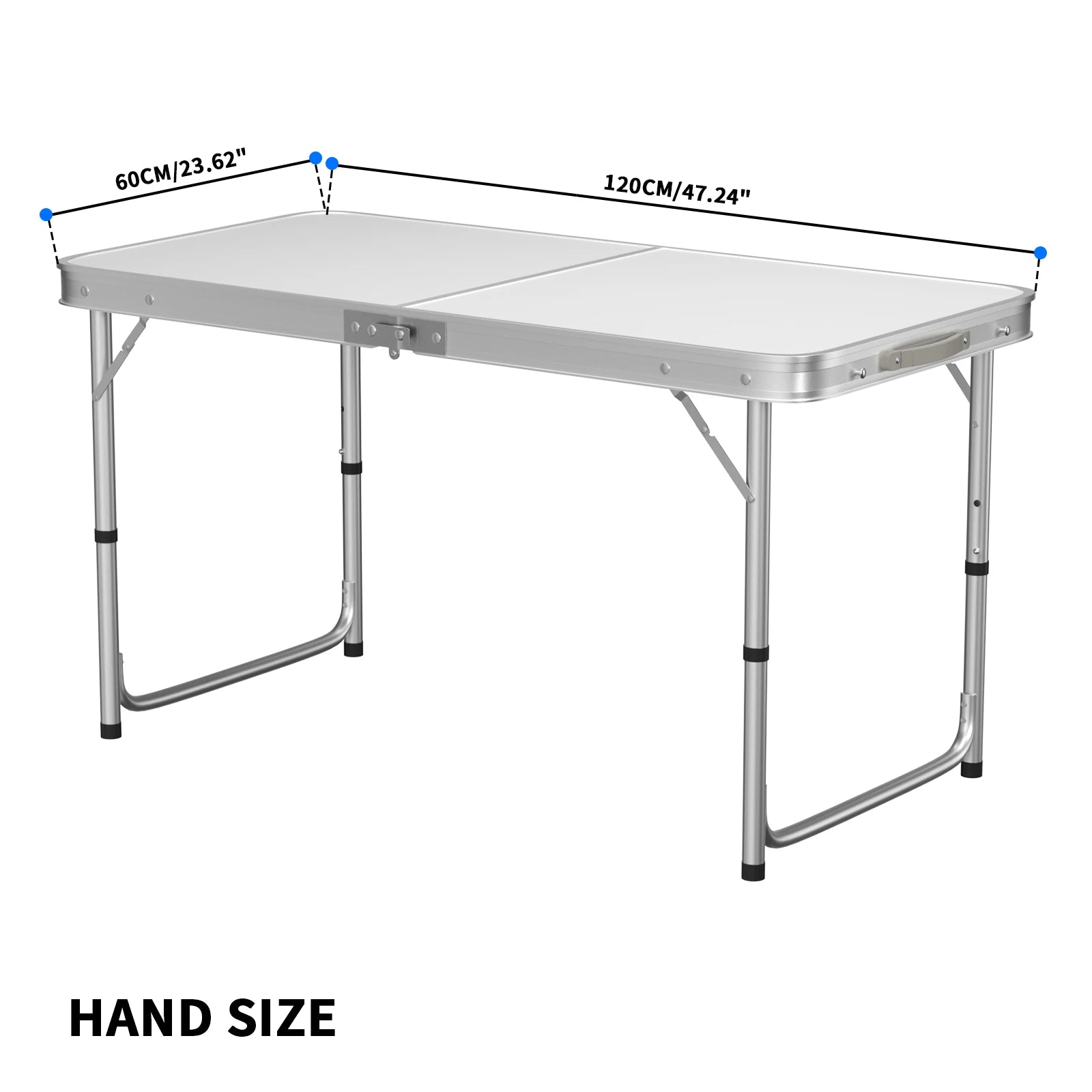 Adjustable Height Folding Table | Aluminium & MDF | 9 Size Options | Indoor & Outdoor 120x60x55-62-70cm