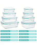 8-Piece Glass Food Storage Container Set with Lids – Microwave, Dishwasher & Fridge Safe, Meal Prep Rectangular Lunch Boxes