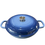 4.5L Cast Iron Dutch Oven Braiser Casserole Pan with Lid & Dual Handles – Designed for Searing, Braising, Roasting, Baking, Stews, Curries, Soups, One-Pot Meals and Everyday Cooking – Compatible with Induction & Gas Stove Dark Blue