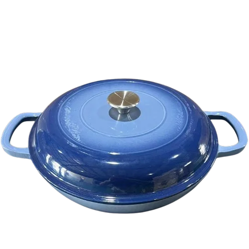 4.5L Cast Iron Dutch Oven Braiser Casserole Pan with Lid & Dual Handles – Designed for Searing, Braising, Roasting, Baking, Stews, Curries, Soups, One-Pot Meals and Everyday Cooking – Compatible with Induction & Gas Stove Dark Blue