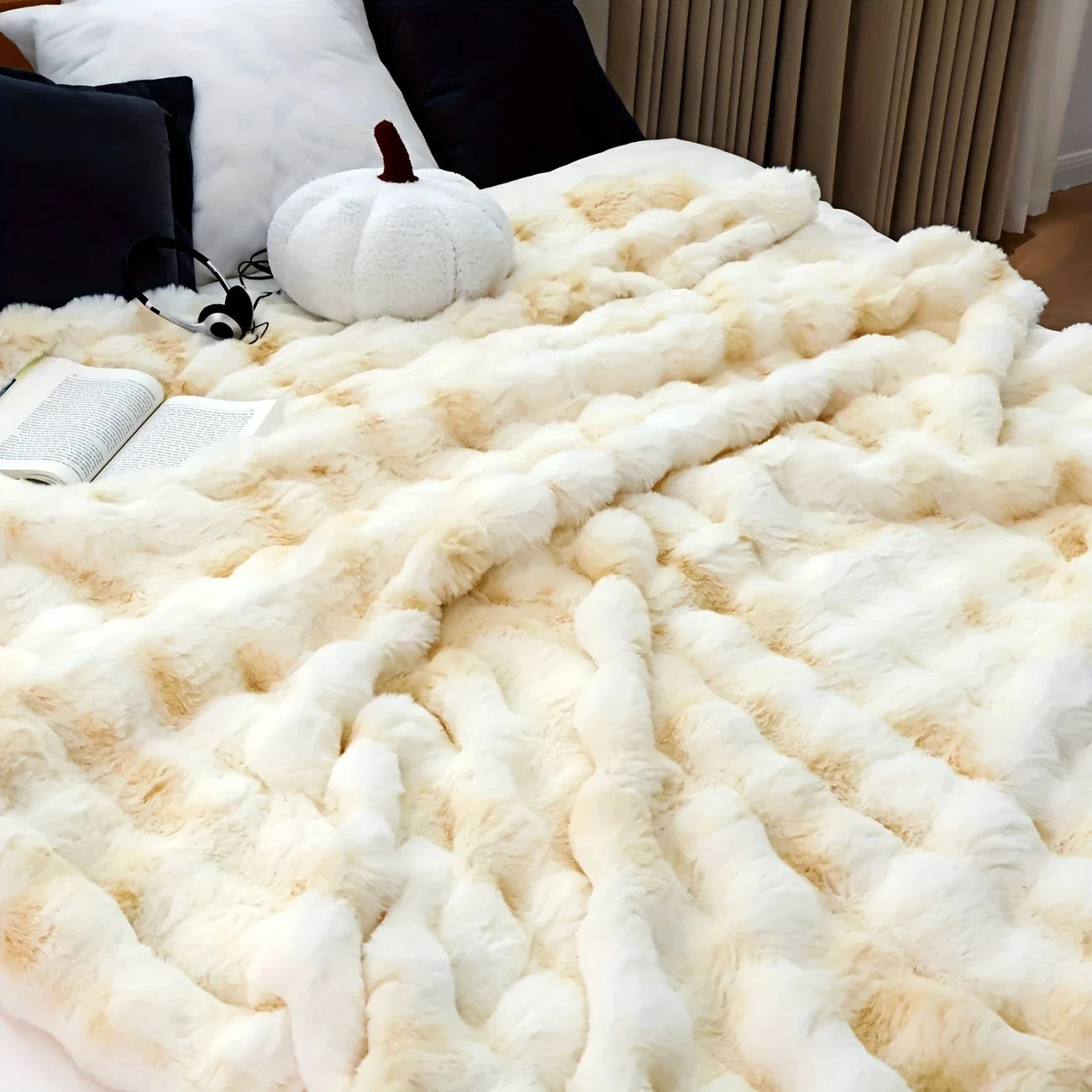 Faux Rabbit Fleece Throw Blanket | Soft & Warm | 100% Polyester TIE DYE YELLOW UNITED KINGDOM