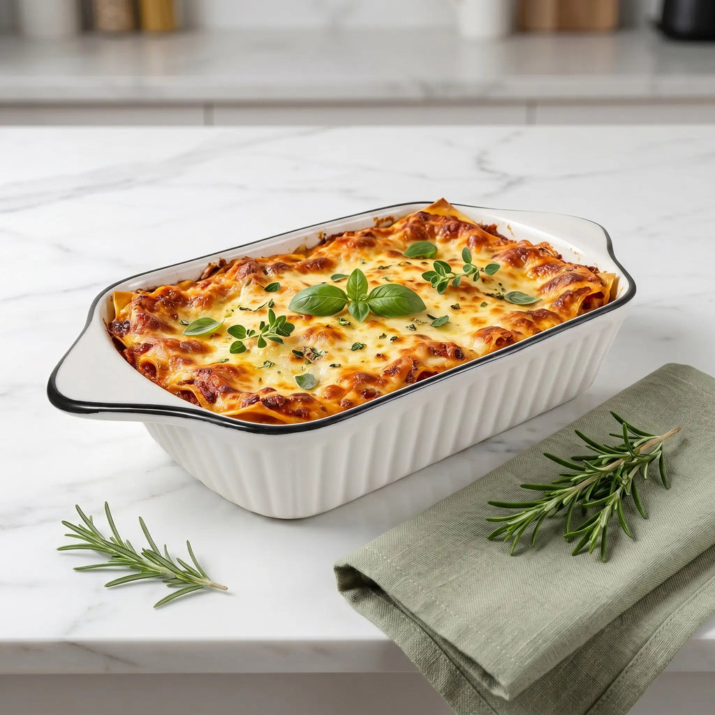 Rectangular Porcelain Casserole Dish with Handles – Ceramic, Oven, Microwave & Dishwasher Safe, 27.5cm, Great for Casseroles, Roasting, and Everyday Baking