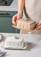 Enamel Butter & Cheese Dish with Lid | Retro Style | 19.3x14.2cm | 3 Colours