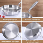Stainless Steel Uncoated Skillets with Ergonomic Long Handles Suitable for Searing and Sauteing Available in 24cm, 26cm, 28cm & 30cm