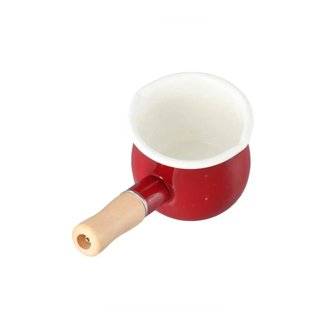 Mini Enamel Milk Pan with Wooden Handle | 500ml | 3 Colours