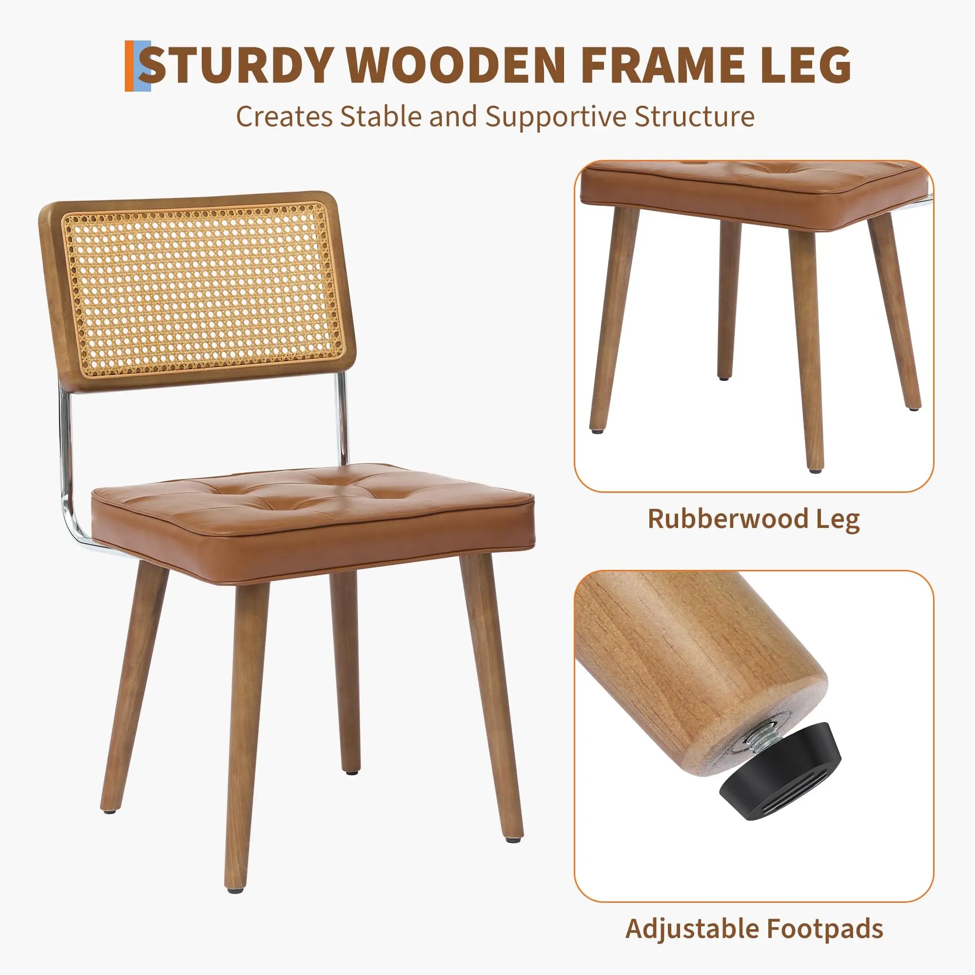 Rattan Back Dining Chair with Velvet Seat | Wooden Legs | 3 Colours brown UNITED KINGDOM