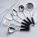 6-Piece Stainless Steel Kitchen Utensil Set with Ergonomic Handles Black handle