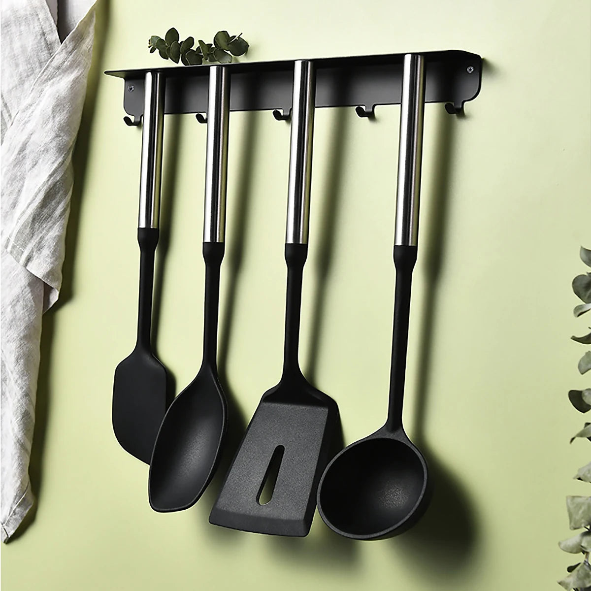 Stainless Steel Handle Silicone Kitchen Utensil Set – Cooking Utensils for Non-Stick Cookware – Spatula, Ladle, Turner & More – Available in Multiple Sets (5 Pieces / 6 Pieces)