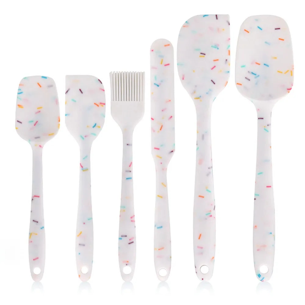 6-Piece Silicone Spatula Set – Food-Grade, Heat Resistant , Non-Scratch, Dishwasher Safe, Great for Baking, Cooking, and Everyday Kitchen Use 6-Piece Silicone Spatula Set
