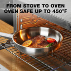 Tri-Ply Stainless Steel Frying Pan 8 Inch 10 Inch Induction Cooking Pan Skillet Fast Heating Chef's Pan Skillet Oven Safe