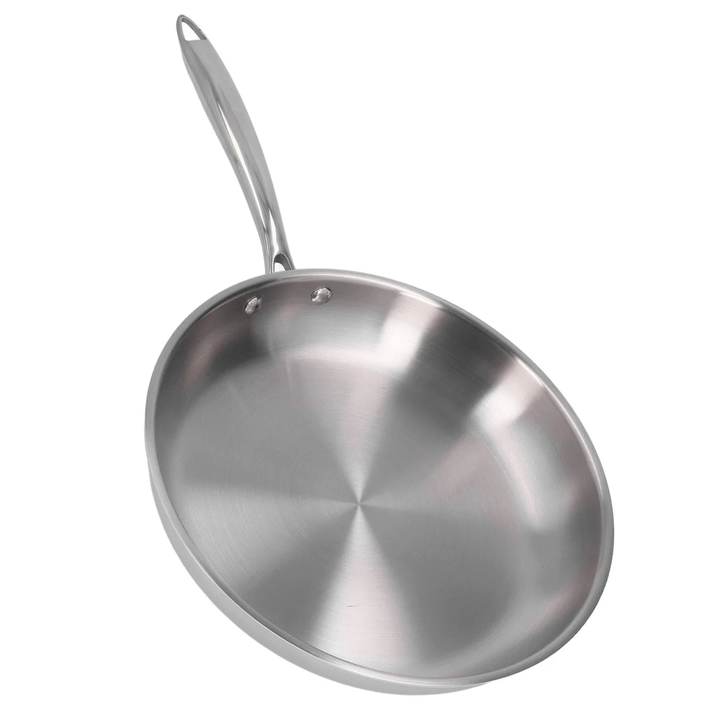 28cm Stainless Steel Frying Pan with Ergonomic Handle – 304 Stainless Steel, Uncoated, 3-Layer Base, Great for Searing, Frying, and Everyday Cooking