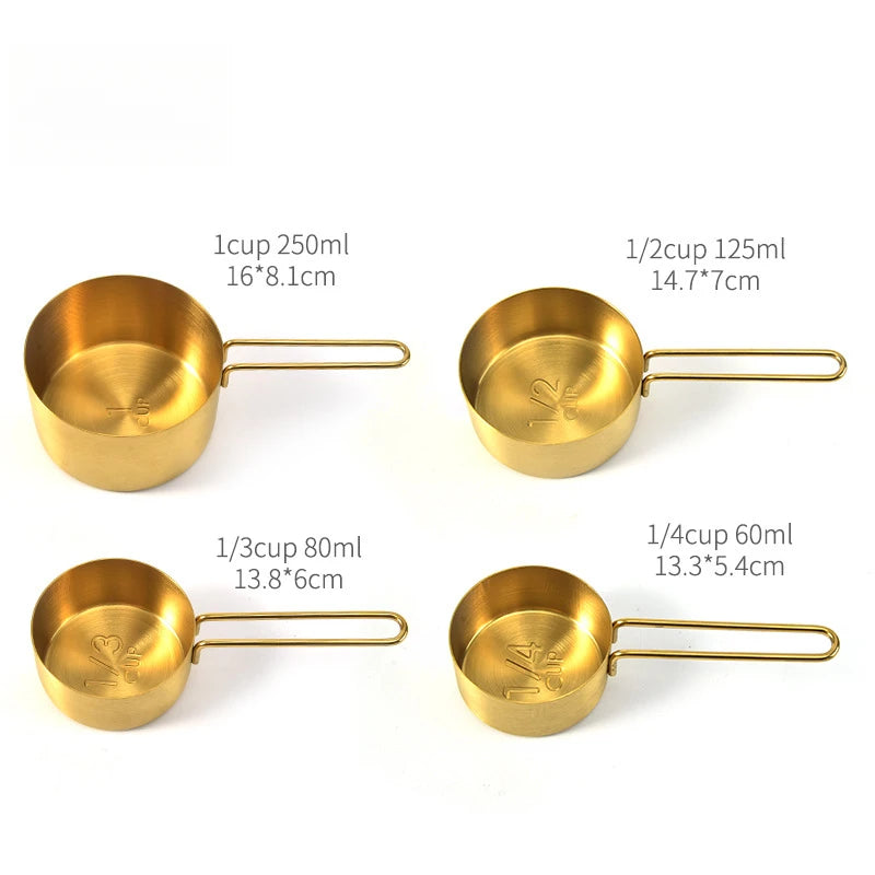 Gold Stainless Steel Measuring Cups & Spoons Set