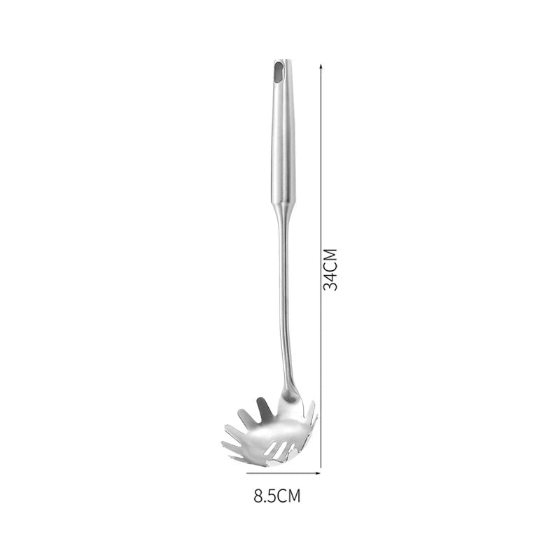 Stainless Steel Kitchen Utensils Set – Long 304 Stainless Steel Cooking Utensil Set, Includes Ladle, Whisk, Tongs, Spatula, Skimmer, Turner, Pasta Server & More, Heat-Resistant & Dishwasher Safe, Available in 3 Sizes