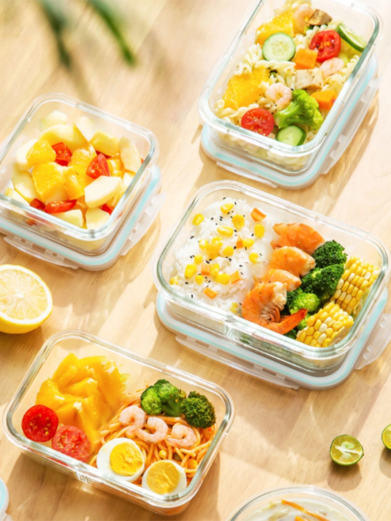 8-Piece Glass Food Storage Container Set with Lids – Microwave, Dishwasher & Fridge Safe, Meal Prep Rectangular Lunch Boxes