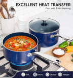 Ceramic Nonstick Saucepan with Lid – Pressed Aluminium, 2-Layer Ceramic Coating, Induction Compatible, Ideal for Soups, Sauces, and Everyday Cooking