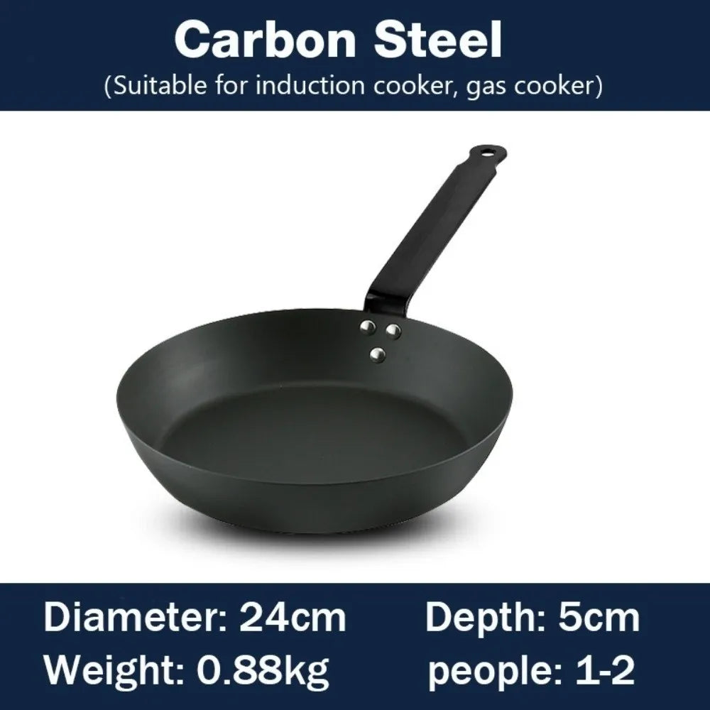 Carbon Steel Skillet Pan Black 24cm