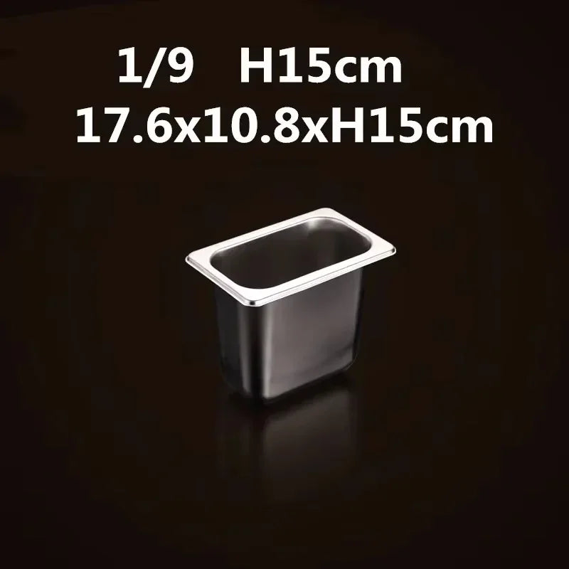 304 Stainless Steel Gastronorm GN Food Pans with Lids – 1/9, 1/6, 1/4, 1/3 & 1/2 Sizes for Buffet, Chafing & Catering 1-9 17.5x11xH14.3cm
