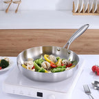 Stainless Steel Uncoated Skillets with Ergonomic Long Handles Suitable for Searing and Sauteing Available in 24cm, 26cm, 28cm & 30cm