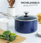 Ceramic Nonstick Saucepan with Lid – Pressed Aluminium, 2-Layer Ceramic Coating, Induction Compatible, Ideal for Soups, Sauces, and Everyday Cooking