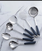 6-Piece Stainless Steel Kitchen Utensil Set with Ergonomic Handles
