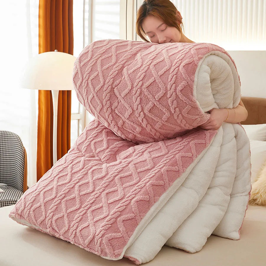 Double-Sided Lamb Wool Weighted Blanket | Anti-Pilling | 4 Sizes | 7 Colours pink