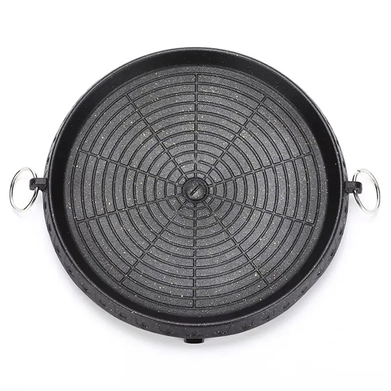 BBQ Grill Pan With Maifan Stone Coated Surface Portable Nonstick Griddle For Indoor Outdoor 32cm Round A