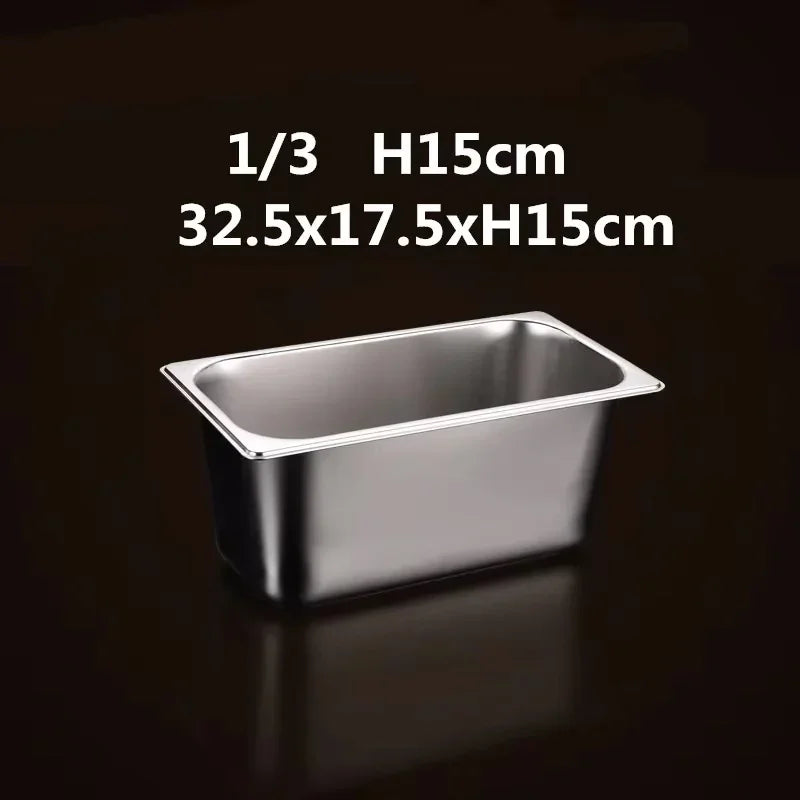 304 Stainless Steel Gastronorm GN Food Pans with Lids – 1/9, 1/6, 1/4, 1/3 & 1/2 Sizes for Buffet, Chafing & Catering 1-3 32.4x17.7xH15cm