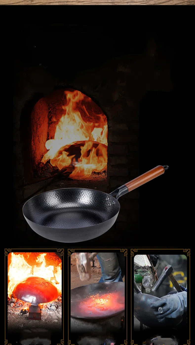 Handmade Uncoated Cast Iron Skillet 28cm