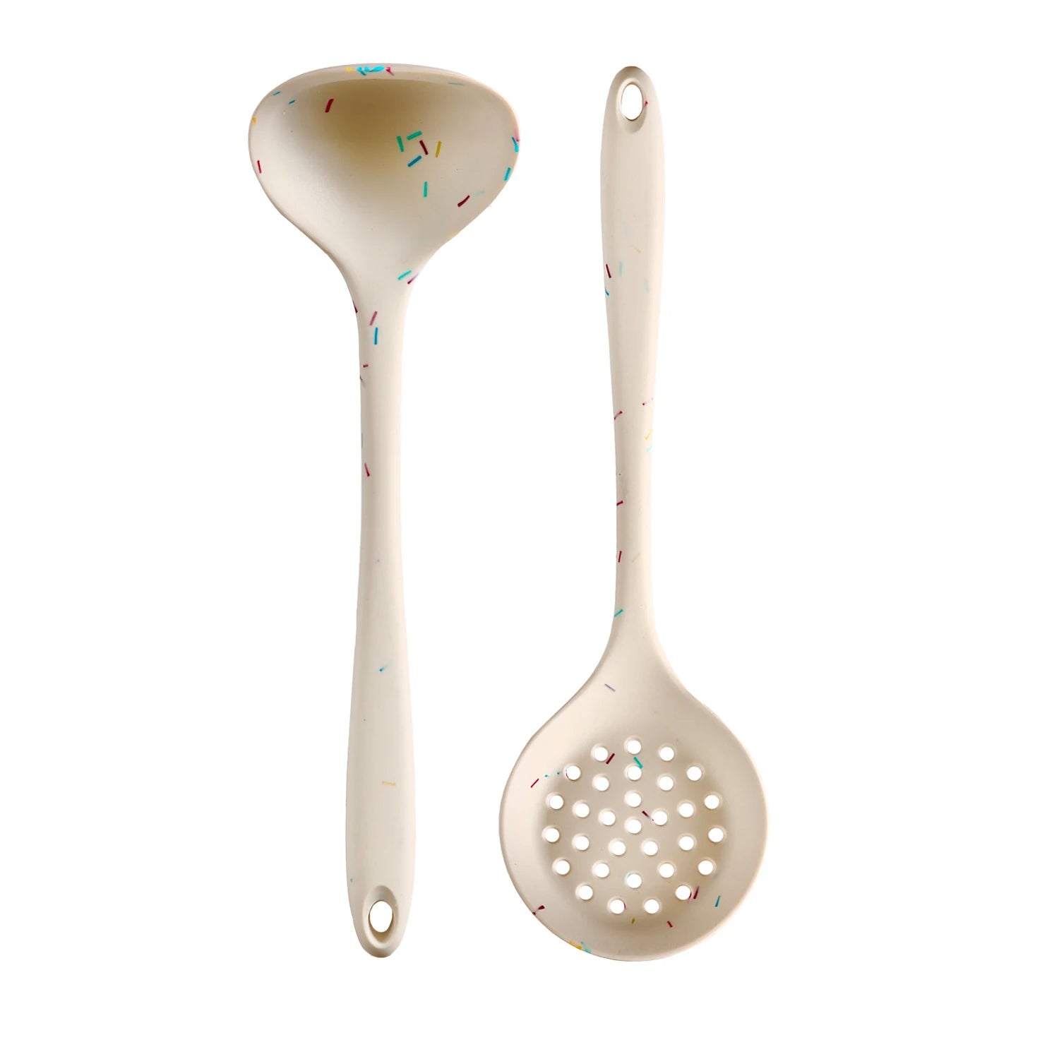 7-Piece Silicone Cooking Utensil Set – Food-Grade Silicone, Long Handle Soup Ladle, Skimmer, Stir Fry Spatula, Slotted Spatula, Spaghetti Server, Rice Spoon, Spoon Spatula, High Temperature Resistant, Great for Cooking and Baking 2-Piece Set C — Soup Ladle & Skimmer