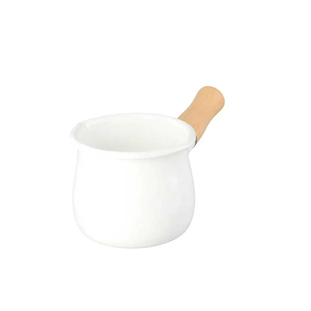 Mini Enamel Milk Pan with Wooden Handle | 500ml | 3 Colours