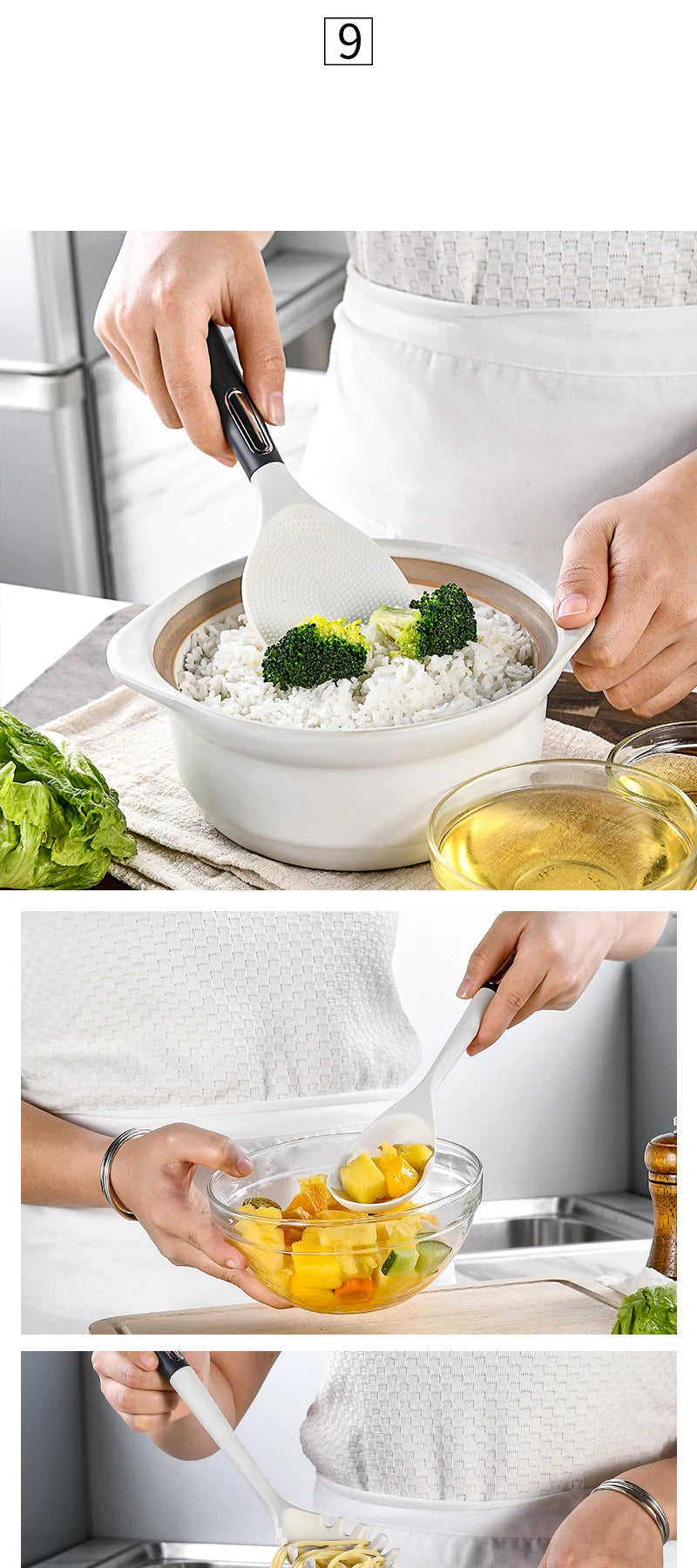 Silicone Kitchen Utensil Set with ABS Handle – Heat Resistant, Non-Stick Safe, Eco-Friendly, Great for Cooking, Baking, and Everyday Kitchen Use
